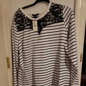 NWT lane Bryant white/black shirt with lace neck